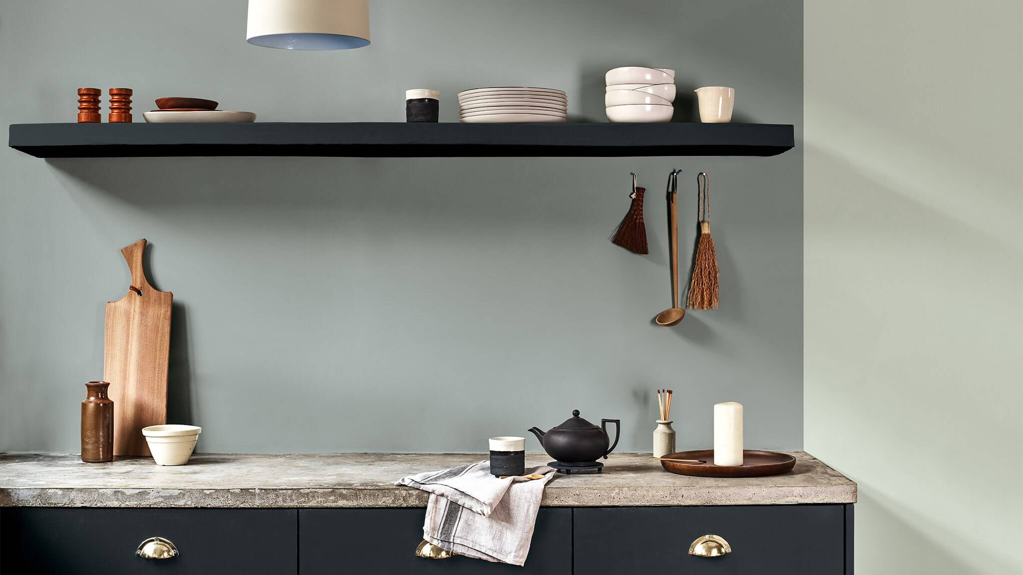 Minimal kitchen in gray and green CF20_Minimal_Kitchen